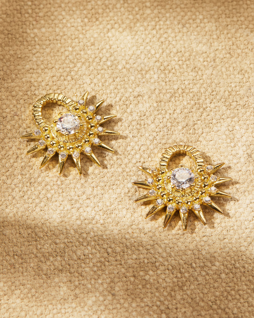 Rae Earring Charms, Sun Gold Plated Earrings