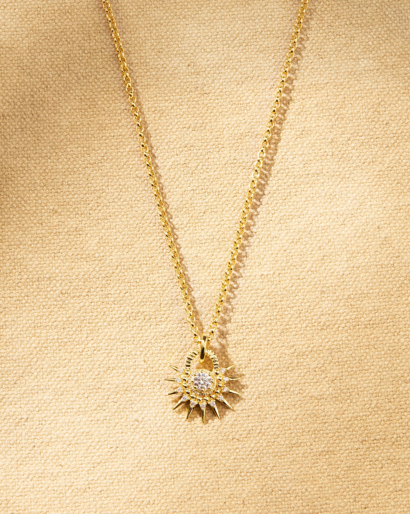 Rae Pendant Necklace, gold sun necklace