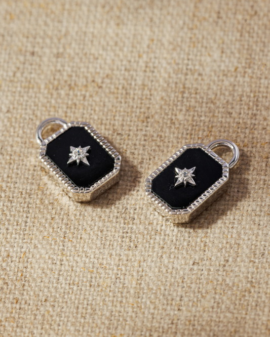 TAVI Onyx Earring Charms - Silver