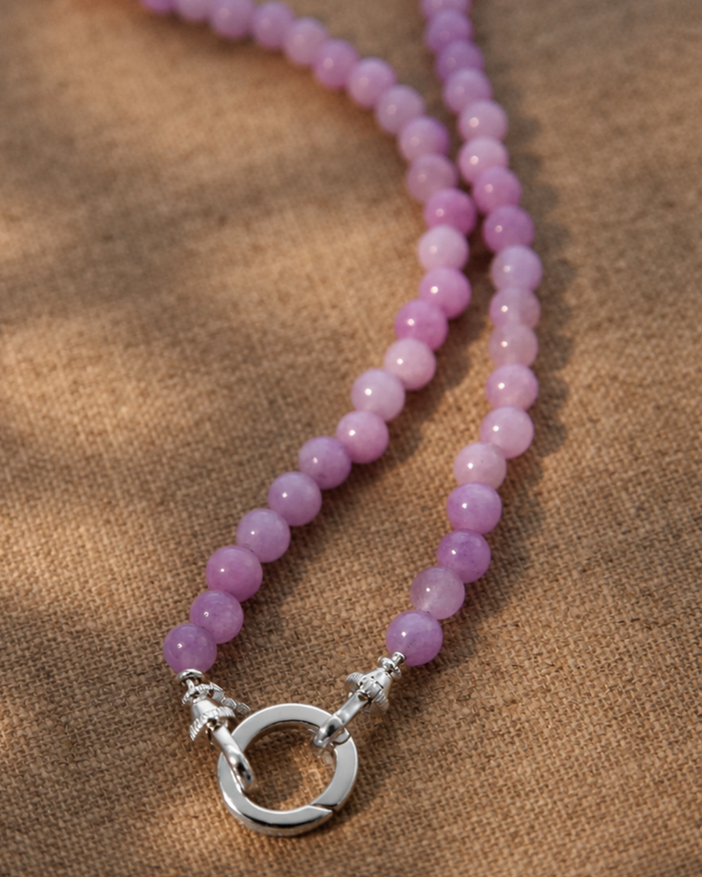 LILA Jade Beaded Necklace - Silver