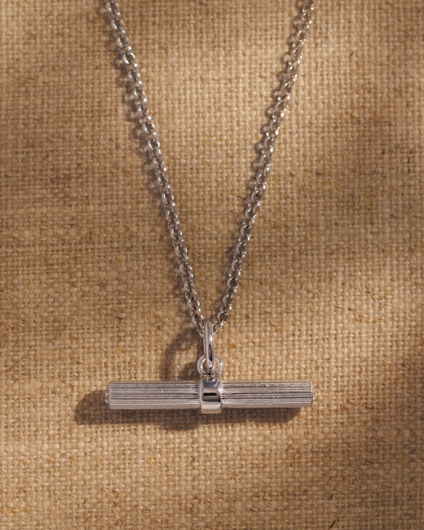 LEXI Faceted T-Bar Pendant - Silver