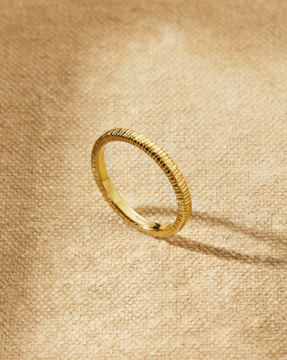 Coin Ring, Textured Band, Gold Stacking Ring