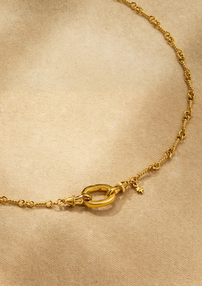 Arabella gold horse bit chain necklace with oval clasp