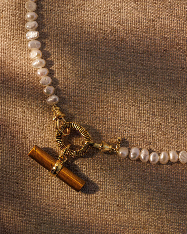 AURA / TIGER'S EYE T BAR Necklace Set