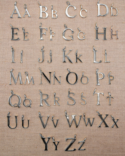 Solid silver alphabet initial pendants
