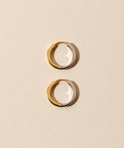 large Cara reversible huggie hoops in mixed metal gold and silver