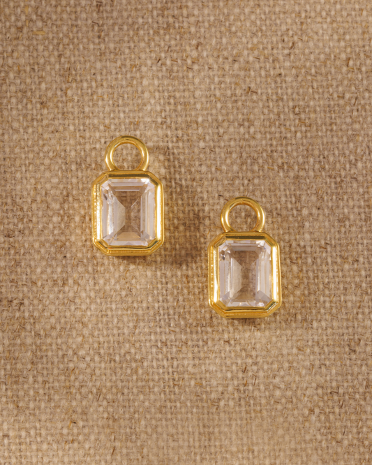 Clear quartz gemstone earring charms