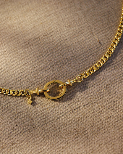 Raven James Demi Necklace - 18ct gold plated curb chain with signature oval link and dual lobster clasps, 50cm layering length