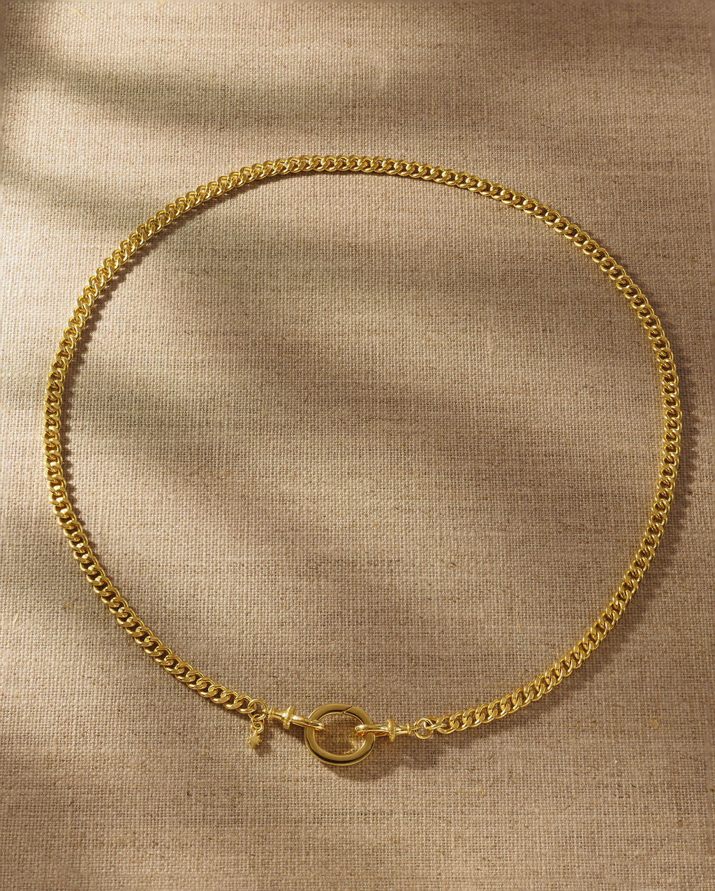 Raven James Demi Necklace - 18ct gold plated curb chain with signature oval link and dual lobster clasps, 50cm layering length