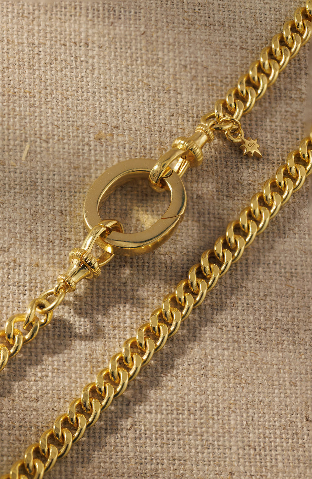 Raven James Demi Necklace - 18ct gold plated curb chain with signature oval link and dual lobster clasps, 50cm layering length