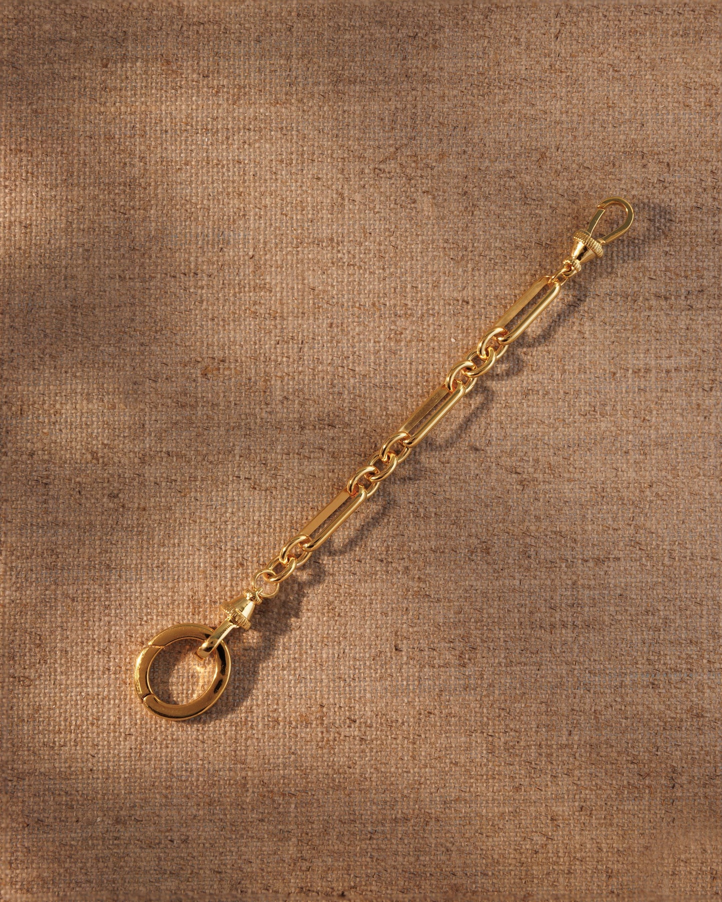 Raven James TABITHA gold paperclip chain extender, 18ct gold plated recycled brass necklace and bracelet extender with signature oval clasp