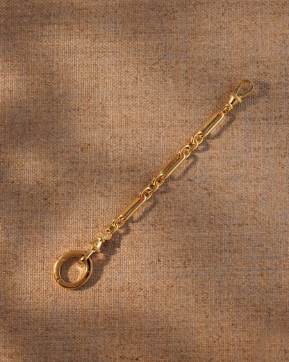 Raven James TABITHA gold paperclip chain extender, 18ct gold plated recycled brass necklace and bracelet extender with signature oval clasp