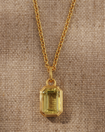 Lemon quartz pendant necklace on Ivy gold chain