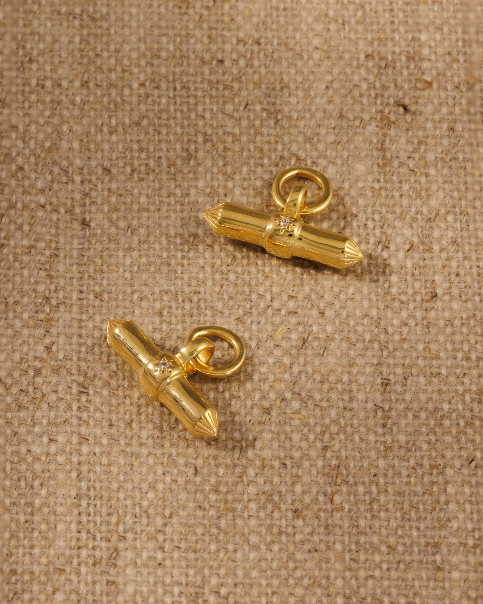Lauren Pointed T Bar earring charms gold 
