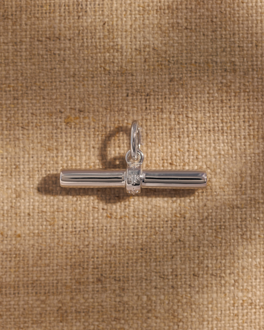 Silver Lucy T-Bar pendant with three crystal-set stars 