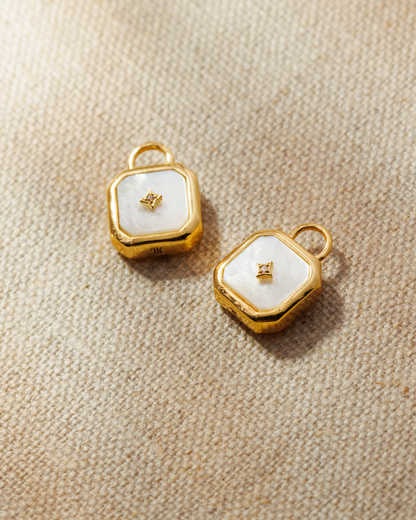 Moon Talisman Pearl Earring Charms with crystal star detail 