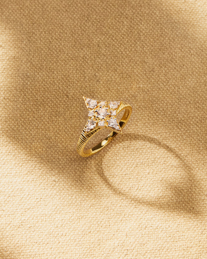 Nova gold vermeil star ring with brilliant cut crystal detail