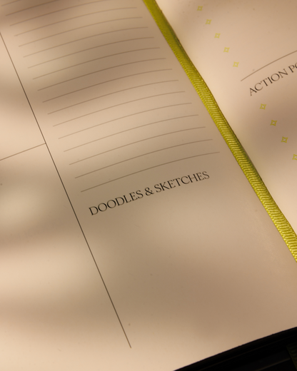 Raven James planner with weekly overview, daily planning and meeting notes pages
