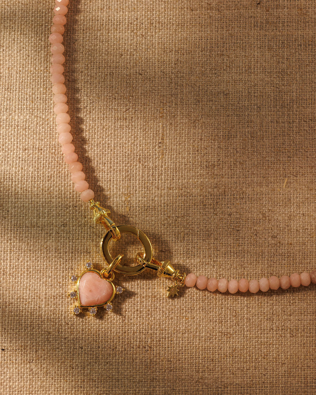 IONA Heart Pendant - Pink Opal