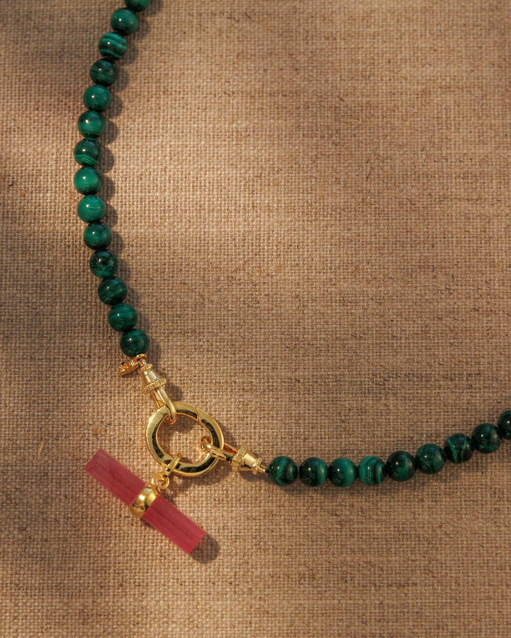 FEARNE Malachite / Pink Quartz T-Bar Set