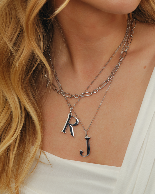 Solid silver alphabet initial pendants