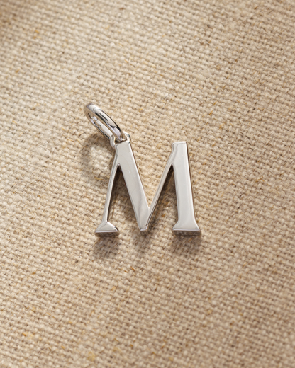 Solid silver alphabet initial pendants