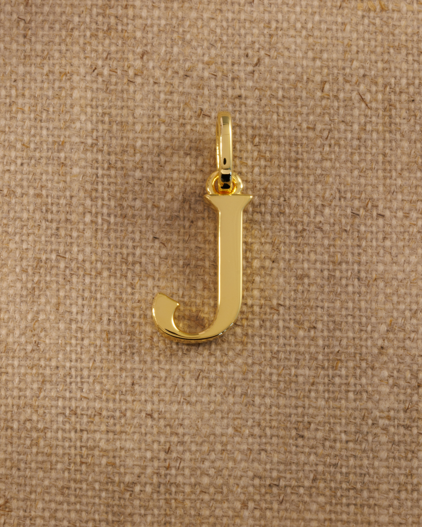 Small J gold alphabet pendant initial charm in recycled sterling silver with 18ct gold plate