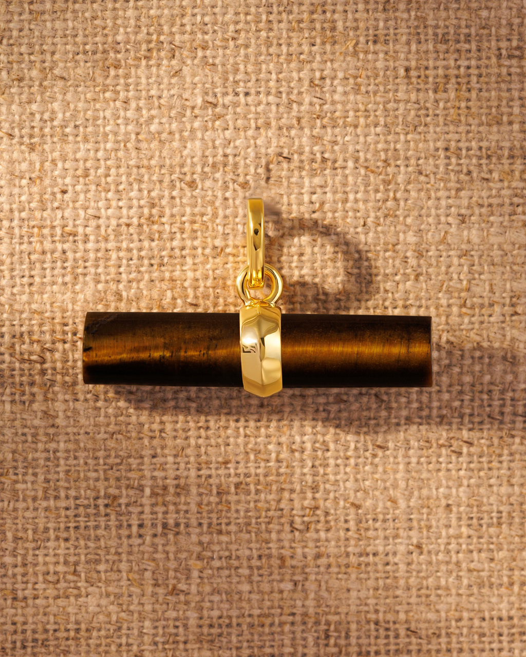 Tigers Eye T-Bar Pendant with gold