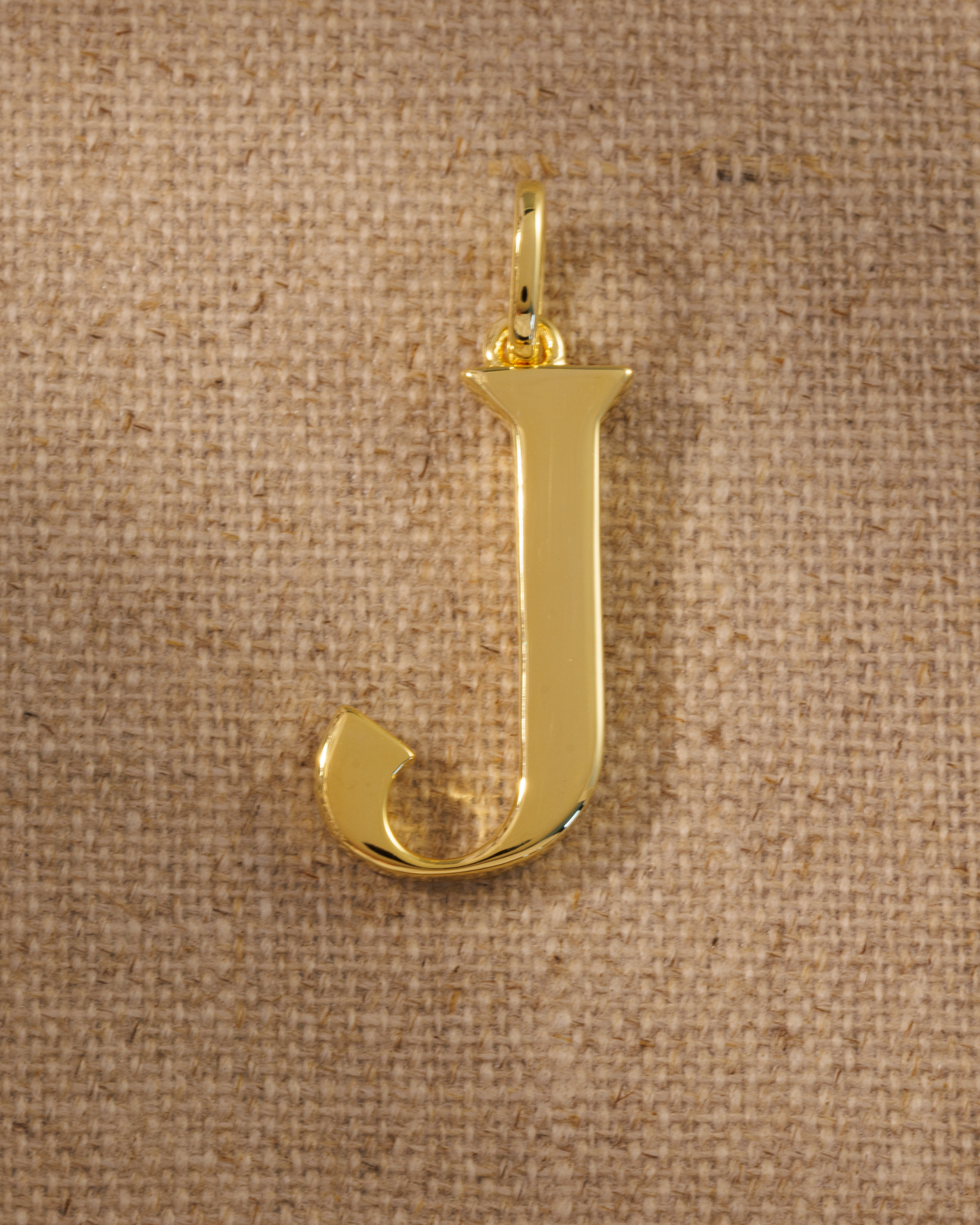 Large gold alphabet pendant initial charm in recycled sterling silver with 18ct gold plate