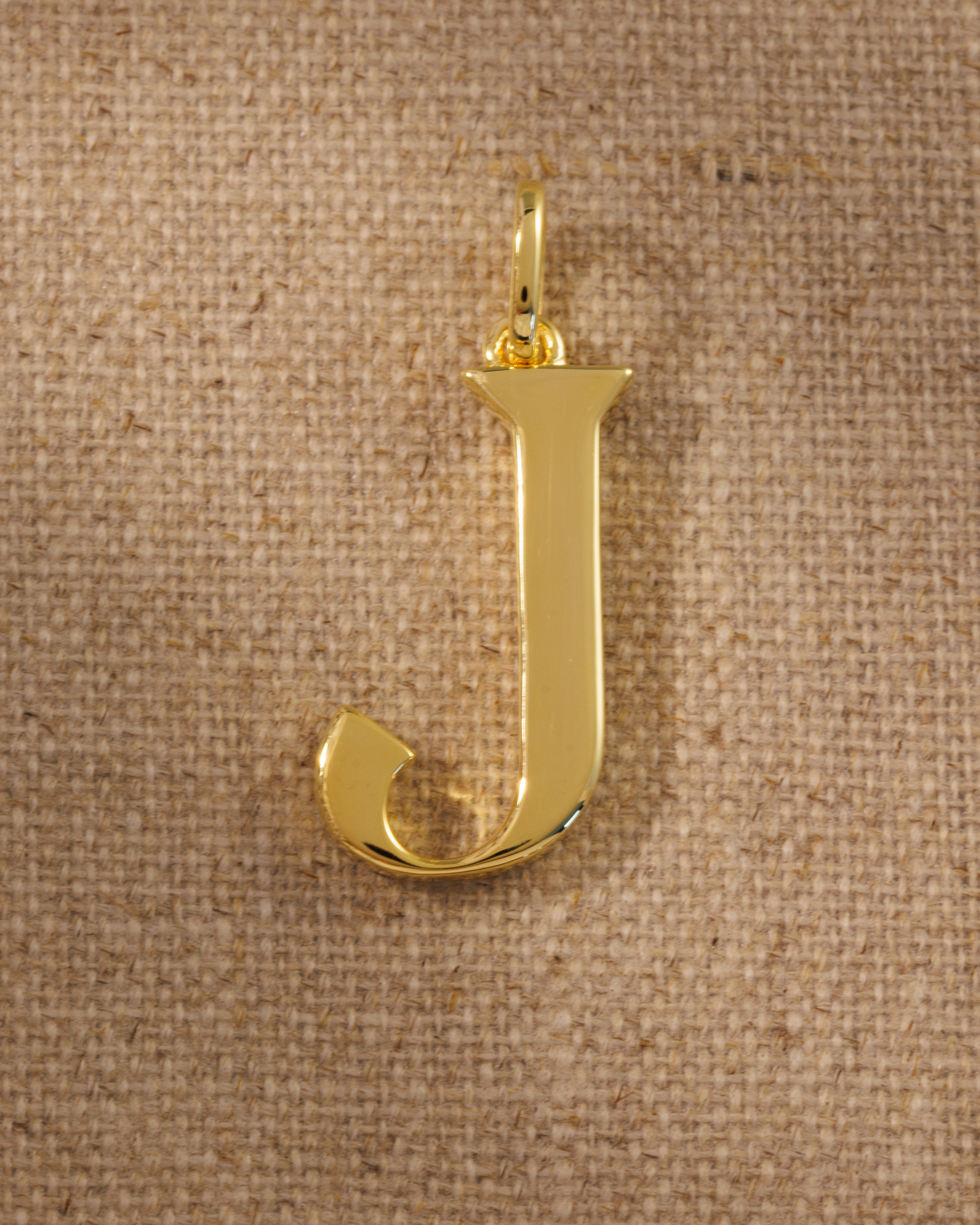 Large gold alphabet pendant initial charm in recycled sterling silver with 18ct gold plate