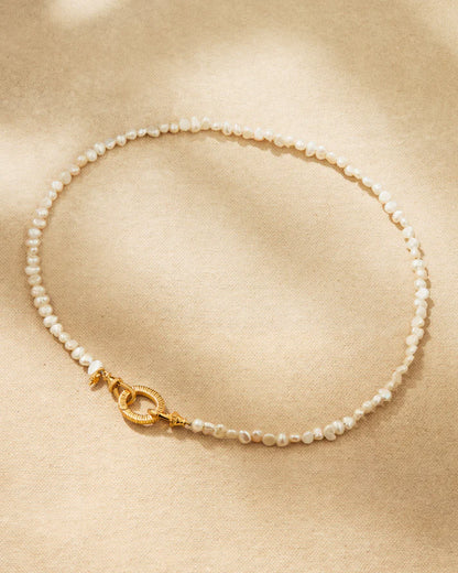 Aura cultured baroque pearl necklace with 18ct gold vermeil antique lobster clasp and removable signature oval ring