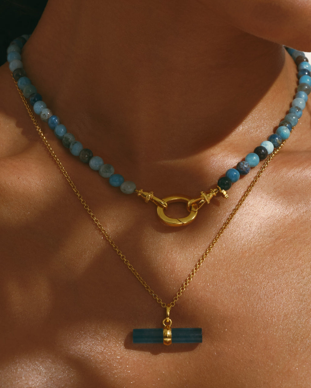 Teal Quartz T-Bar / AZURA Necklace Set