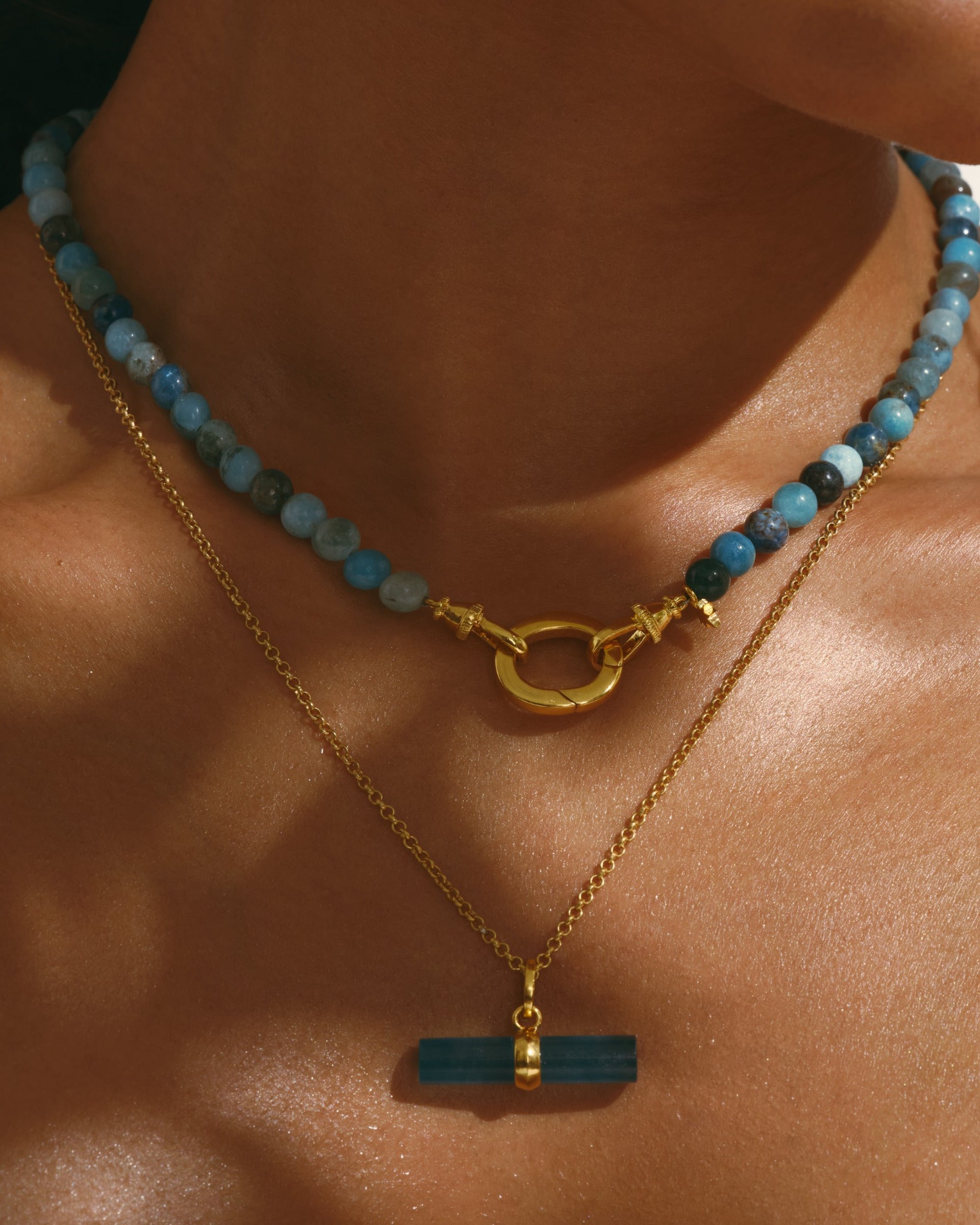 Teal Quartz T-Bar / AZURA Necklace Set