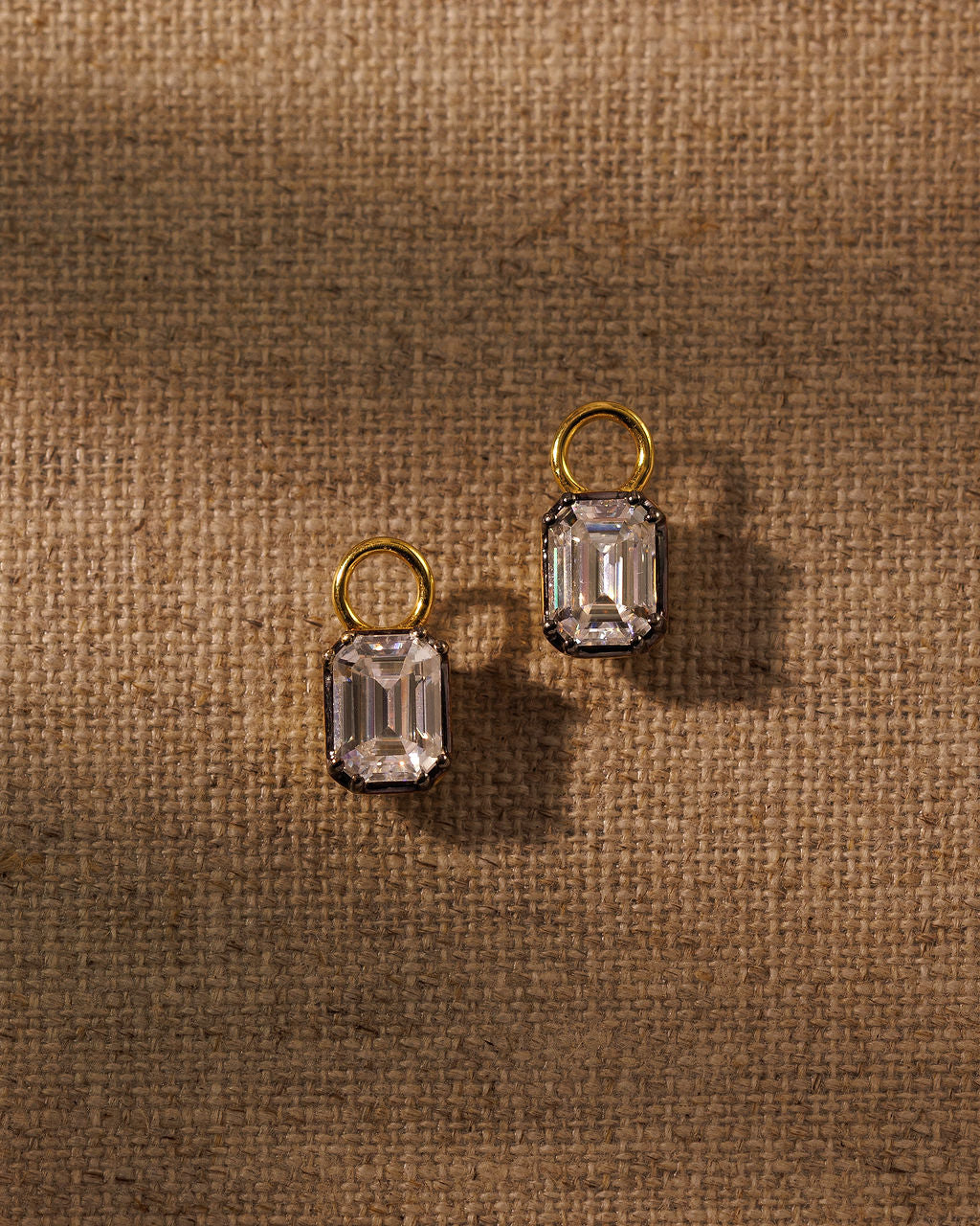 EDITH emerald cut moissanite earring charms