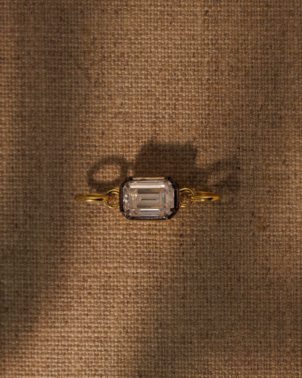EDITH emerald cut moissanite extender on the TABITHA paperclip chain