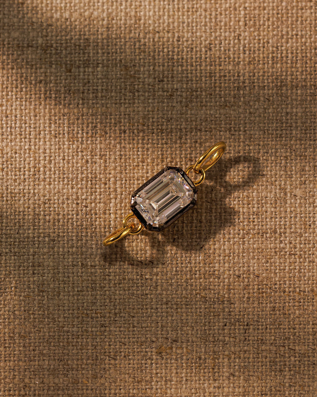EDITH emerald cut moissanite extender with a ring at each side