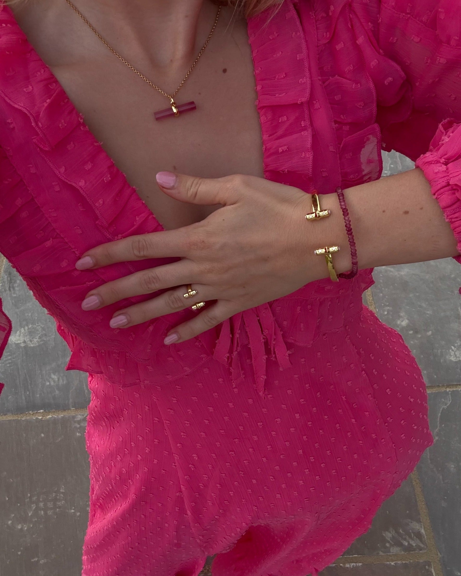 PINK T-BAR / IVY Necklace Set