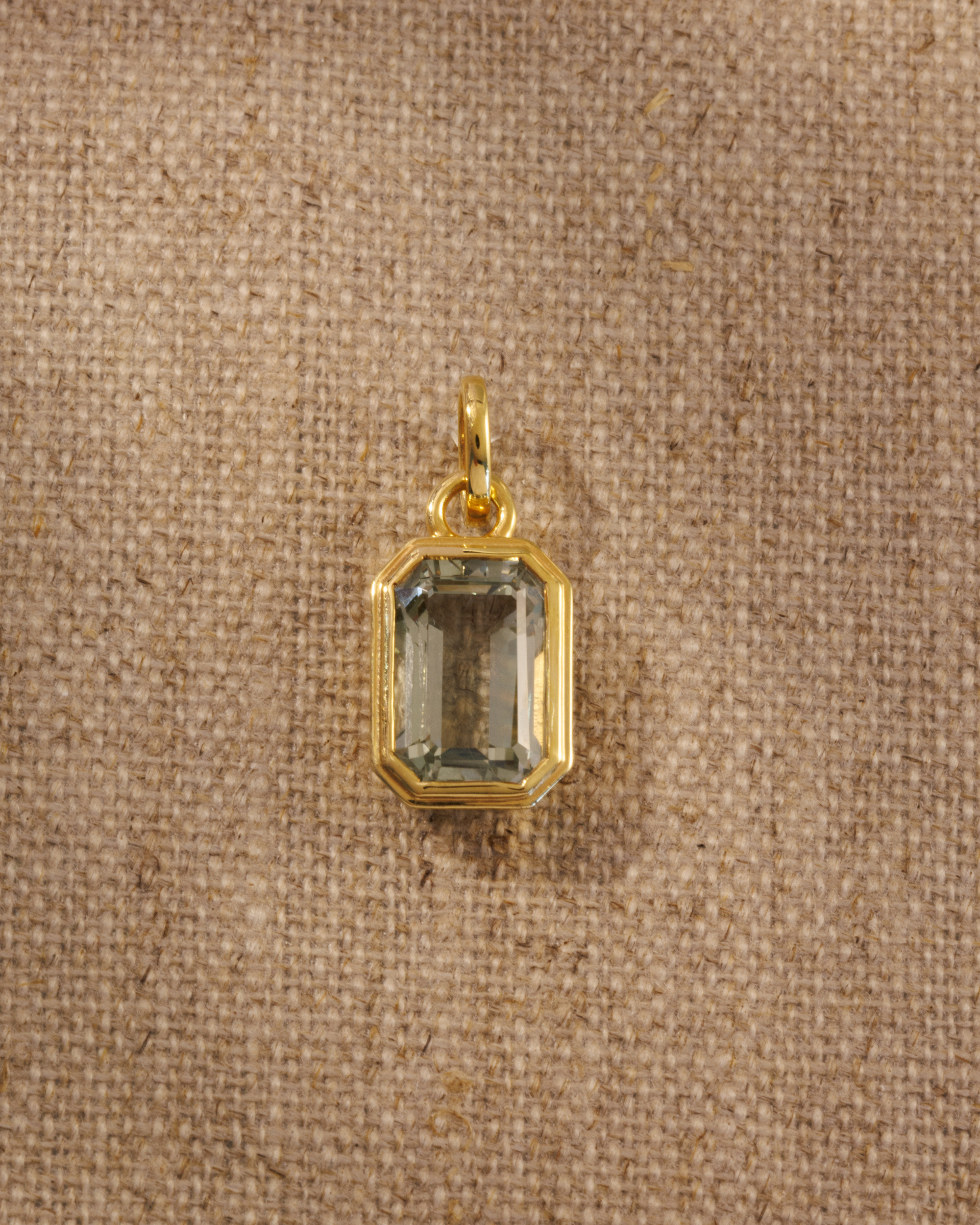 Lumi 18ct gold plated emerald cut green amethyst pendant