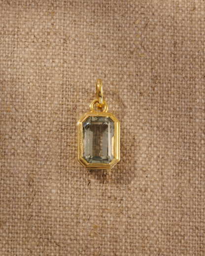 Lumi 18ct gold plated emerald cut green amethyst pendant