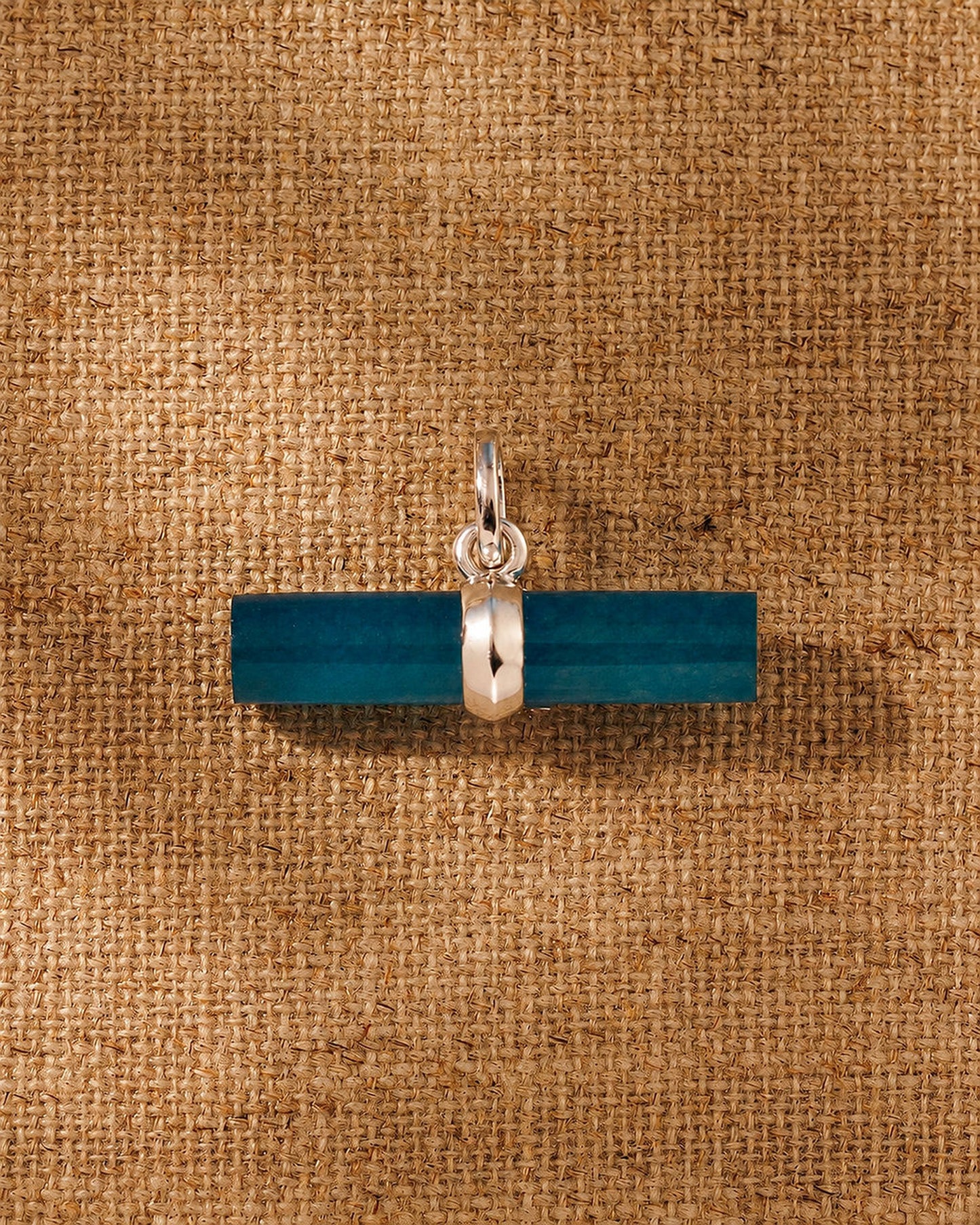 T-Bar Pendant - Teal Quartz with Silver