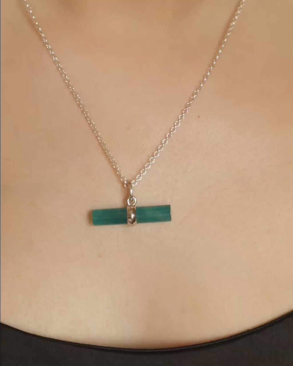 TEAL T-BAR / IVY Necklace Set - Silver