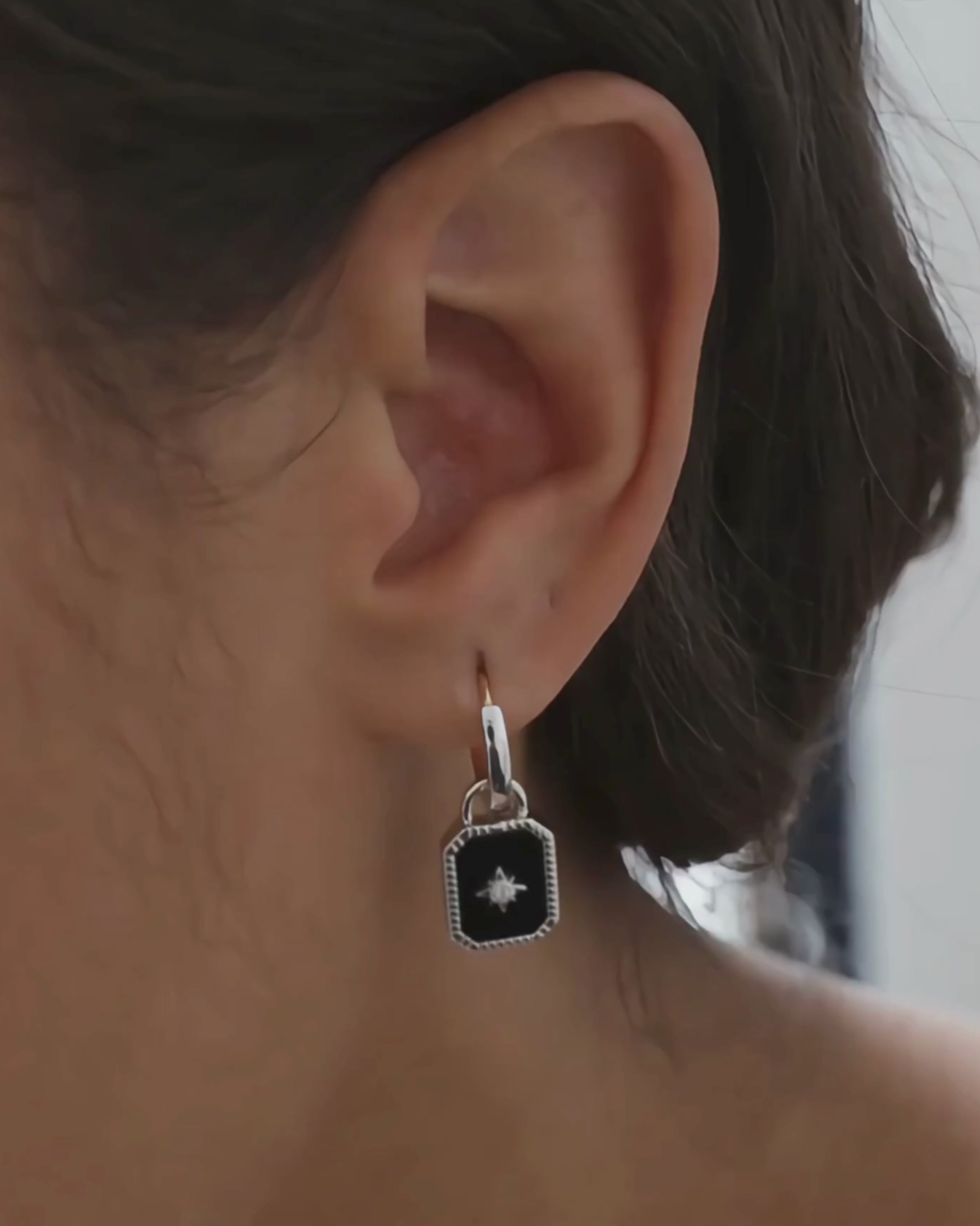 TAVI Onyx Earring Charms - Silver