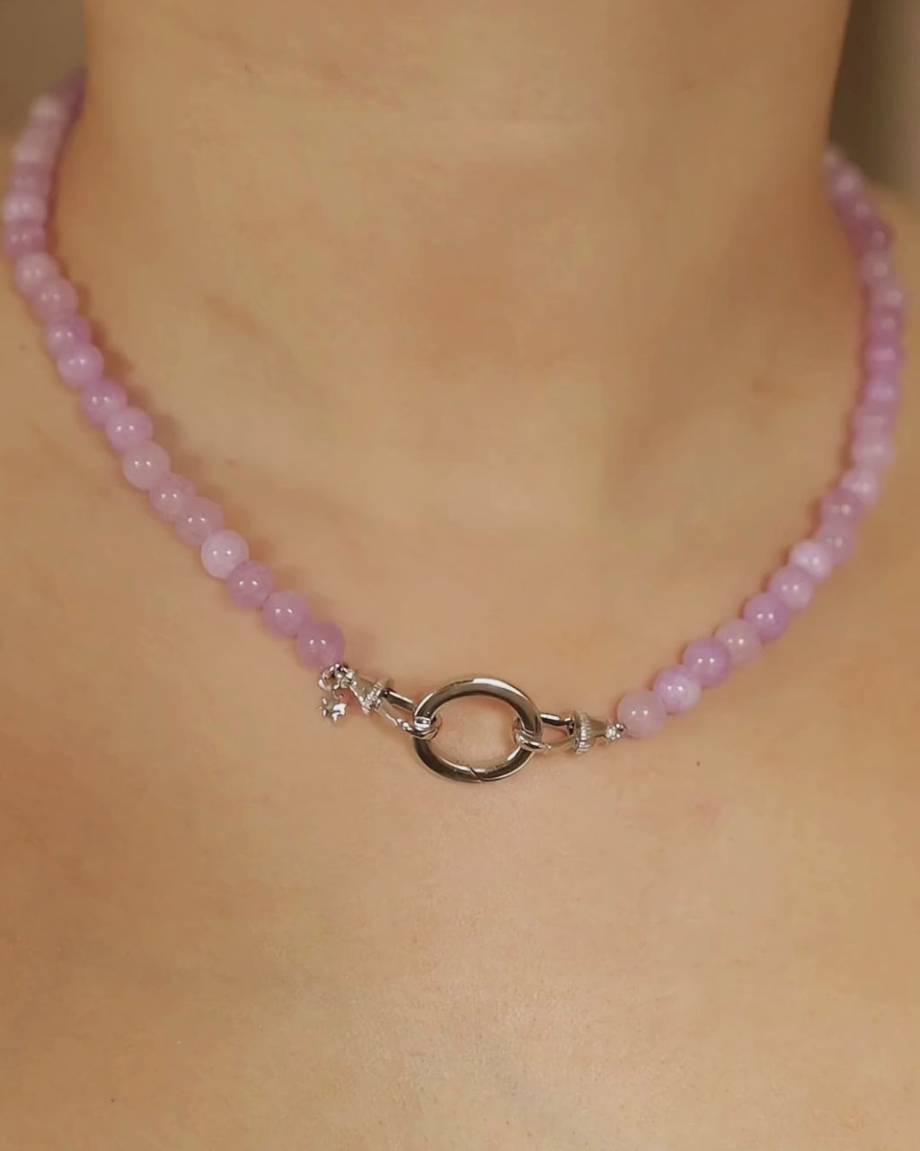 LILA Jade Beaded Necklace - Silver