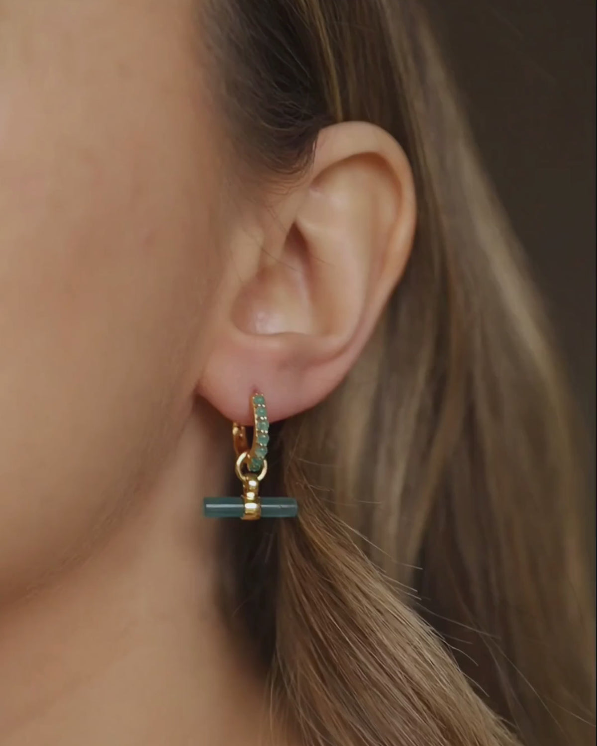 Teal Quartz T-BAR / DELTA Earring Set