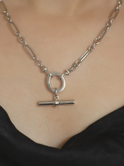 LUCY Smooth T-Bar Pendant - Silver