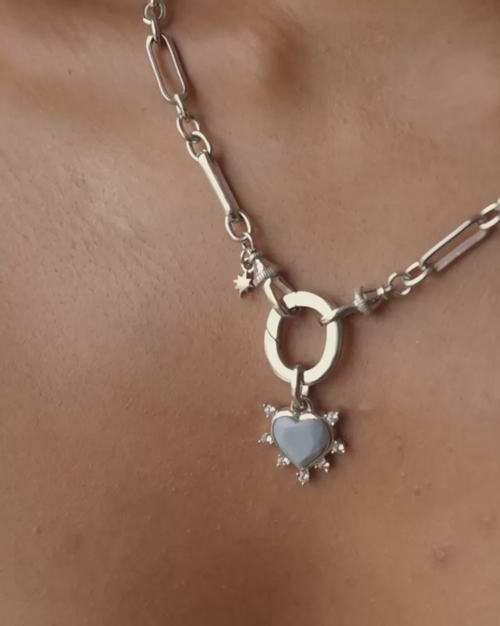 IONA Heart Pendant - Blue Opal & Silver