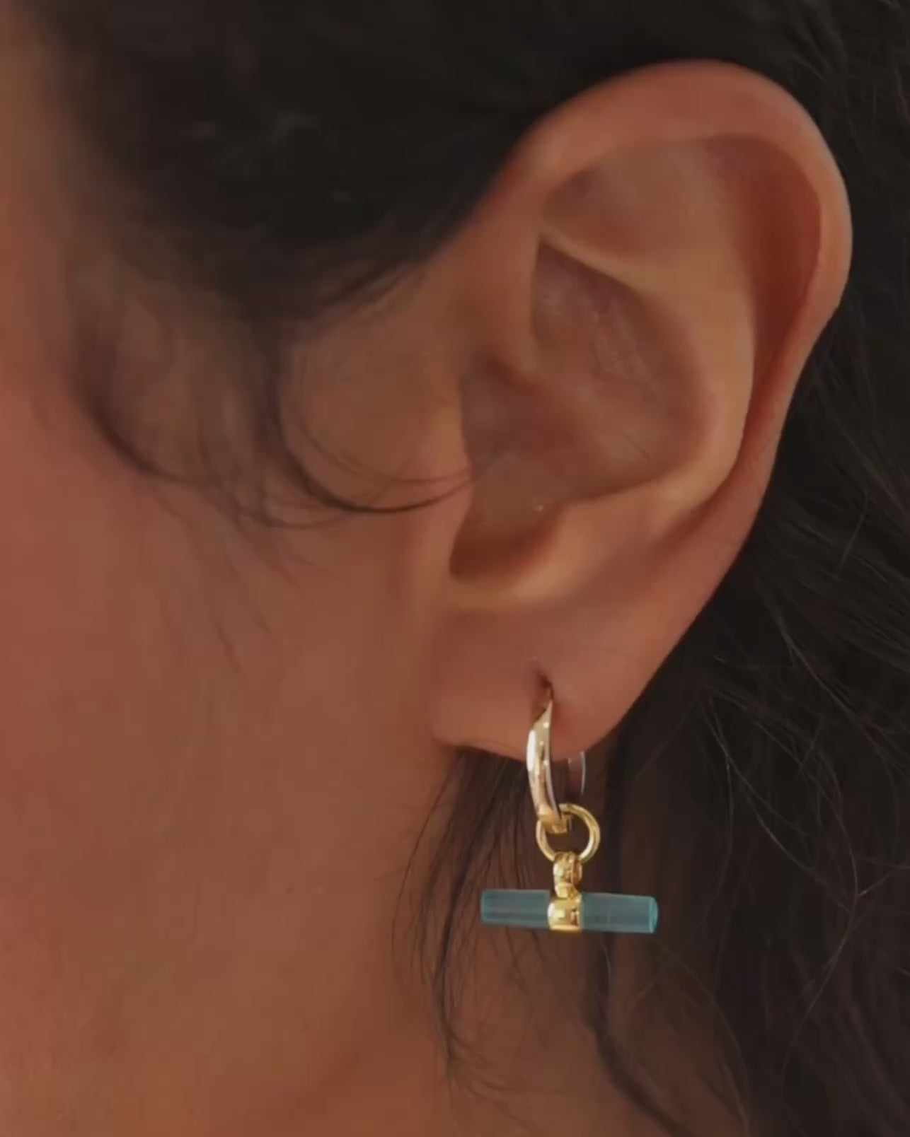 Teal Quartz T-BAR / CARA Earring Set