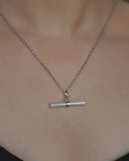 LEXI Faceted T-Bar Pendant - Silver