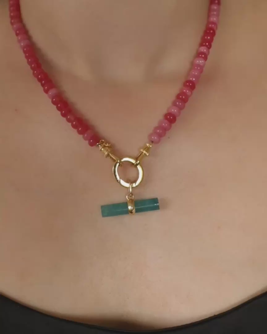 PALOMA Pink Quartz / Teal T-Bar Set