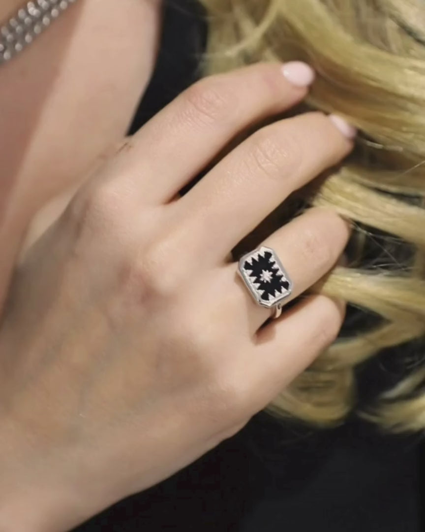 TAMSIN Onyx Ring - Silver